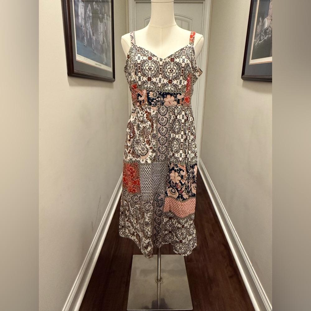 Rachel Zoe Linen Patchwork Midi Dress